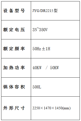 自動炒菜機設備參數(shù)